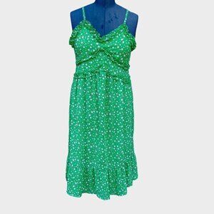 NOBO Ruffled Midi Sun-Dress Juniors Med/Small/XS Green Floral Ruffled NWT